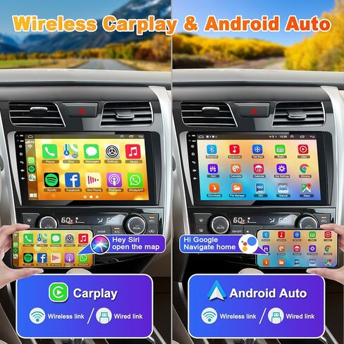 ستيريو راديو السيارة 4G+64G لسيارة Nissan Altima 2013 2014 2015، Carplay اللاسلكي وAndroid Auto مع Android 12 يدعم البلوتوث/التحكم الصوتي/GPS/WiFi/كاميرا احتياطية/SWC/FM in Kuwait