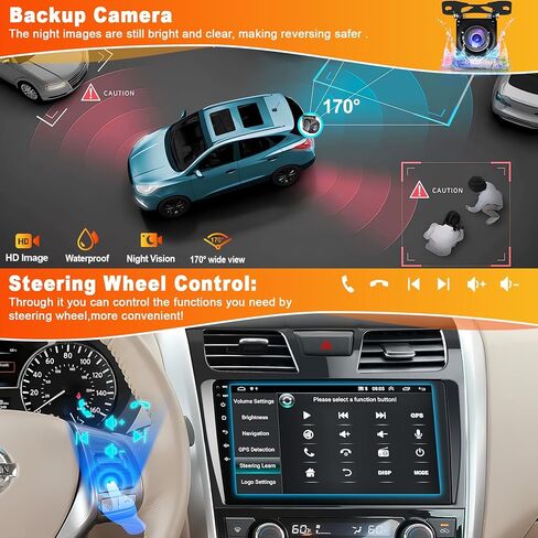 ستيريو راديو السيارة 4G+64G لسيارة Nissan Altima 2013 2014 2015، Carplay اللاسلكي وAndroid Auto مع Android 12 يدعم البلوتوث/التحكم الصوتي/GPS/WiFi/كاميرا احتياطية/SWC/FM in Kuwait