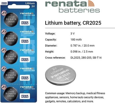 بطاريات ريناتا CR2025 - بطارية ليثيوم 2025 خلية عملة ليثيوم 3 فولت (5 قطع) in Saudi Arabia