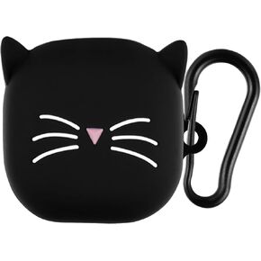 kwmobile Silicone Case Compatible with Samsung Galaxy Buds FE Case Cover - Cat Black/White