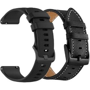Yeejok Compatible for Amazfit GTS 4 Bands, Bip 3 Bands, Silicone + Leather Bands 20mm for GTS 4 Mini /GTS 3 /GTS /GTS2 /GTS 2e /GTS 2 mini Band Women Men, Replacement Watch Straps for Bip 3 Pro /Bip 3 /Bip U Pro /Bip /Bip Lite /Bip S /Bip S Lite /Bip U