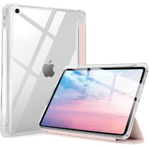 Case for iPad 9/8/7 Gen Case(2021/2020/2019)- Shockproof Cover with Built-in Pencil Holder- Smart Auto Sleep/Wake - Perfect for Students at Home/School-Pink