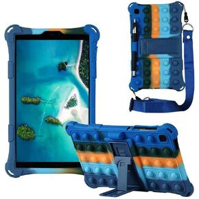 Tablet Case for Galaxy Tab A7 Lite 8.7" 2021|SM-T220/T225/T227 Silicone Case Cover with Stand Lanyard Pen for Samsung Tab A7 Lite Pop Anxiety Relief Fidgets(Colorful Blue)