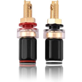 Banana Plug Connector,Socket Speaker Terminal,Banana Jack Audio Audio Connector Adapter,2 Black and Red Solder Copper Speaker Amplifier Terminals for 4 MM Banana Plugs