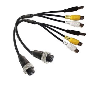 4 Pin to RCA Adapter,(2-Pack) 4 Pin Female to 2 RCA Female Adapter+1 DC Male Connector for Monitor/Camera Adapter Video Cable/Car Camera-30cm/1ft