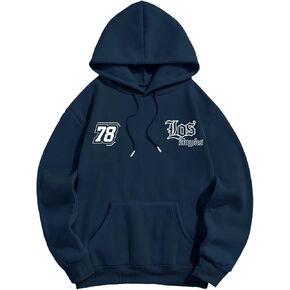 ZAFUL Men's Fleece Hoodie Unisex Rose Letter Print Hooded Pullover Kangaroo Pocket Sweatshirt