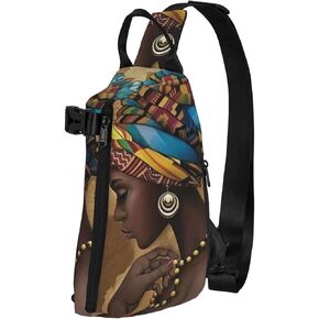 Afro African American Woman Pattern Sling Backpack Rope Crossbody Shoulder Bag for Men Women Travel Hiking Outdoor Daypack