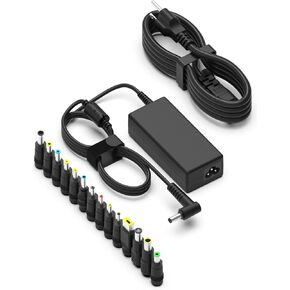 شاحن كمبيوتر محمول عالمي بقدرة 65 وات لجهاز HP Dell ASUS Lenovo Acer Gateway، سلك إمداد طاقة للشاشة 20 فولت 19 فولت مناسب لشاشة Samsung LG LCD وتلفزيون Aspire Spin Toshiba Satellite JBL مكبر صوت