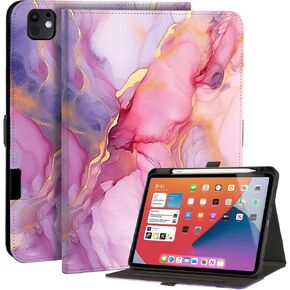حافظة لجهاز iPad Pro 11 بوصة 2024 M4 مع حامل أقلام، Apple iPad Pro الجيل الخامس 11 بوصة، تنبيه/غفو تلقائي، مشبك مغناطيسي، غطاء حماية قابل للطي مع حامل متعدد الزوايا، فراشة زرقاء