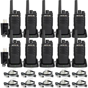 Retevis RT68 2 Way Radio, Long Range Walkie Talkies for Adults (10 Pack) with 10 Multi Way Charger, Easier Securer Charging, 1200mAh, Compact Handheld Two Way Radios Rechargeable for Industry