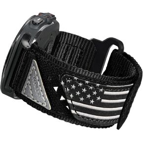 ULTIMAL Band Compatible with Samsung Galaxy Watch Ultra 47mm(2024) for Men Women, 47mm Nylon Sport Breathable Replacement Strap for Galaxy Watch Ultra (USA FLAG BLACK)