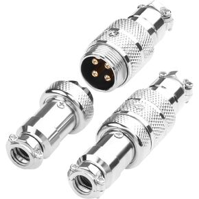 QIANRENON مطلية بالذهب GX16 4Pin موصل الطيران لرسو السفن 7A GX16 4Pin محول لحام مقبس الطيران M16 4 أقطاب قابس هوائي توصيل سريع قفل الجوز، للإشارة الإلكترونية الكهربائية، قطعتان