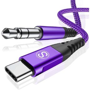 sweguard USB C to 3.5mm Audio Aux Cable [2Pack, 4ft] for iPhone 15 Plus Pro USB C to 3.5mm Car Stereo Speaker Aux Cord for iPad Pro Air 4 5, Galaxy S24 S23 S22 S21 S20 Note 20 10 & Pixel LG Phones