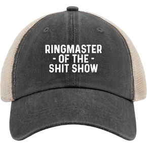 Ringmaster of The Shit Show Trucker Hat Men Vintage Mesh Baseball Cap for Summer Black