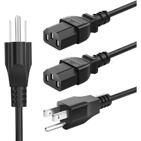 2 Pack 3 Prong 4FT(1.2m) Monitor Power Cord Compatible with Dell HP Acer Benq Monitor Power Cable (NEMA 5-15P to C13)