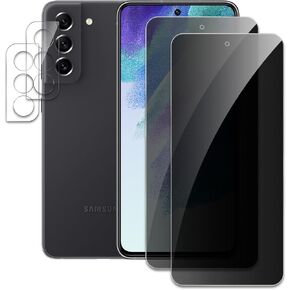 [2+2] واقي شاشة الخصوصية لهاتف Samsung galaxy S21FE، 2 * فيلم زجاجي مقوى مضاد للتجسس + 2 * واقي عدسة الكاميرا، صلابة 9H، ترقية حماية الحافة، سهل التركيب، خالي من الفقاعات in Kuwait