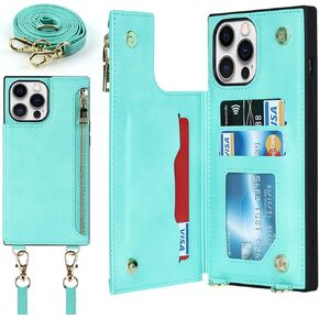 Jaorty Crossbody Phone Case for iPhone 12 Pro Max Case with Card Holder for Women,iPhone 12 Pro Max Case Wallet with Strap Lanyard for Men,PU Leather Magnetic Clasp with Kickstand 6.7", Red