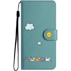 for iPhone 11 Phone Case Premium PU Flip Wallet Cover with Holder Function Credit Card Slot Magnetic Closure Drop-Proof Classic Elegant Apple iPhone 11 6.1",Cat &Red
