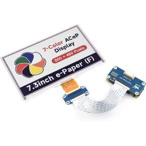 7.3inch ACeP 7-Color E-Paper for Raspberry Pi 5/ 4B/3B+/3B/2B/A+/Zero W/WH/Zero 2 W/Jetson Nano SPI Interface, E-Ink Display 800 x 480 Pixels SPI Interface 3.3V/5V