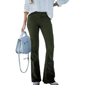 Corduroy Pants for Women Khaki Flare Pants for Women High Waisted Stretchy Bell Bottom Pants Trendy Pants Groovy Pants Bootcut Khaki Pants for Women Pantalones para Mujeres Brown b S