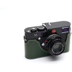 Lecia M Camera Case, BolinUS Handmade Genuine Real Leather Half Camera Case Bag Cover for Leica M, M-P, Typ240, Typ246, M262, M-M, M240P Camera Bottom Opening Version + Hand Strap -Black