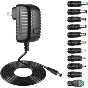 24V 1A 2A AC Adapter Switching Power Supply Cord with 11 DC Plug Tips AC to DC 24Volts 2000mA 1500mA 1000mA 500mA 200mA 100mA Regulated Power Adapter DC24V Converter Inverter Transformer