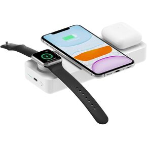 بطارية خارجية Einova Powerbank متوافقة مع Apple Watch 10,000mAh Power Bank Bar مع 2 شاحن لاسلكي سريع Qi | ماك بوك، آيفون، آيباد برو، إيربودز، ساعة أبل، كمبيوتر محمول