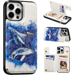 حافظة محفظة UEEBAI لهاتف iPhone 13 Pro Max 6.7 بوصة مع حامل بطاقات، غطاء من جلد البولي يوريثان بمسند RFID ومشبك مغناطيسي مزدوج حافظة قلابة مقاومة للصدمات على شكل زهرة Rilievo للنساء والفتيات - شجرة الكرمة in Kuwait