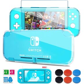 Switch Lite Case with HD Tempered Screen Protector & Thumb Grips Caps, Clear Protective Case for Nintendo Switch Lite Case Anti-Scratch & Shockproof Soft TPU Cover Slim Shell Switch Lite Accessories