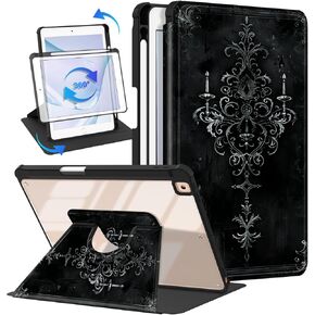 for iPad 10.2 Inch 2021/2020/2019, for iPad 9th/8th/7th Generation Case 360° Rotating Stand with Pencil Holder, Support Auto Wake/Sleep Shockproof Cover, Daisy