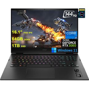 HP Omen 16 Premium Gaming Laptop | 16.1" QHD 165Hz | Intel 14-core i9-12900H | 32GB DDR4 1TB+1TB SSD | GeForce RTX 3060 6GB | RGB 4-Zone Backlit Thunderbolt4 Win11 Black + HDMI Cable