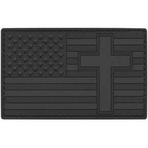 LEGEEON Crucifix Jesus Christ Tan Coyote Brown Patch America Flag Christian Morale PVC