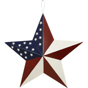 American Barn Star, Metal Patriotic Old Glory Americana Flag Barn Star Wall Decor for July of 4th Independence Day (Beige)