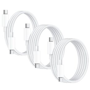 Rocoren 60W USB C to USB C Cable, 3Pack [6.6ft+6.6ft+3.3ft] PD 3A Fast Charging Cable, 480 Mbps Data Transfer, for iPhone 16/16 Plus/16 Pro/16 Pro Max, MacBook Pro 2020, iPad Pro/Air/mini, Samsung S24