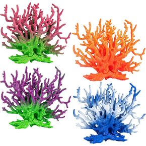 Framendino, 4 Pack Artificial Aquarium Coral Decor Plastic Faux Coral Reef Decorative Cute Fish Tank Decorations