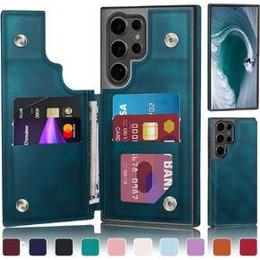 Designed for Samsung Galaxy S22 Ultra Case Wallet with Card Holder, [Magnetic Clasp Folio Cover] [RFID Blocking Leather Protection] Shockproof Women Men Cases for Samsung S22 Ultra Teal