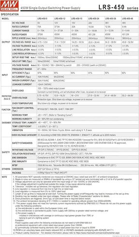 LRS-450-5 Mean Well 375W 5V 75A Switching Power Supply in Saudi Arabia