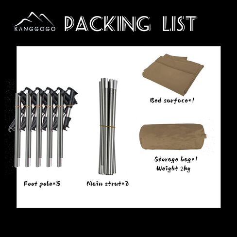 سرير أطفال Kanggogo قابل للطي للتخييم في الهواء الطلق، واسع ومريح، خفيف الوزن، مقاوم للماء وجيد التهوية، يمكن أن يحمل 150 كجم، مع حقيبة تخزين، السفر، تسلق الجبال، المشي لمسافات طويلة in Kuwait