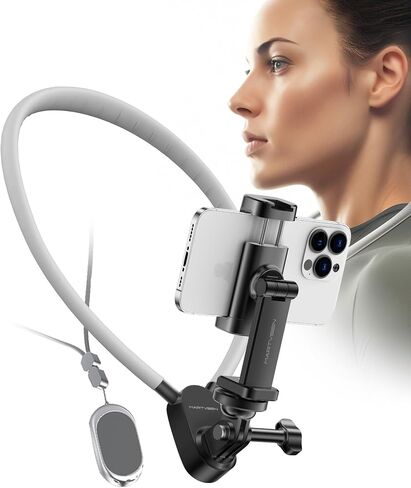 Neck Phone Holder for Recording - POV/Vlog Phone Holder, Hands Free Selfie Neck Phone Holder Mount Chest Video Filming for iPhone 16 15 14 13 Android Phones GoPro DJI, 𝐍𝐎 Magnetic Version in Kuwait