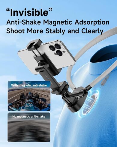 Neck Phone Holder for Recording - POV/Vlog Phone Holder, Hands Free Selfie Neck Phone Holder Mount Chest Video Filming for iPhone 16 15 14 13 Android Phones GoPro DJI, 𝐍𝐎 Magnetic Version in Kuwait