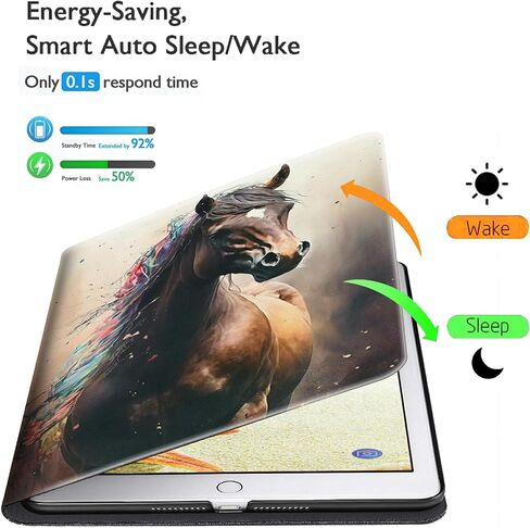 for iPad Air 11 inch Case 2024 (M2) Lightweight Adjustable Stand Smart Protective Cover with Auto Wake/Sleep Tablet Case for iPad Air 11 inch 6th Generation 2024 Release - Horse in Saudi Arabia