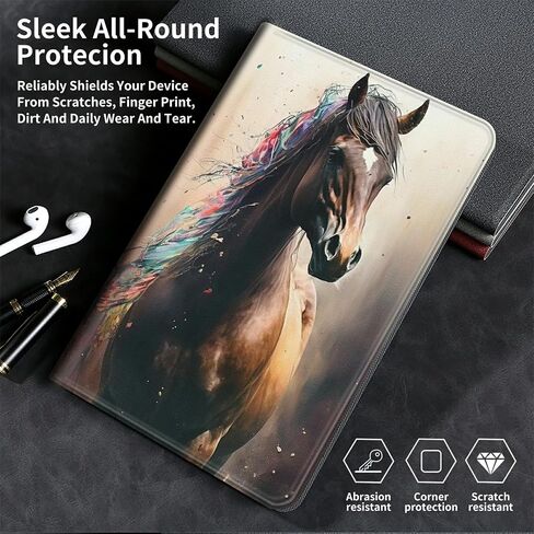 for iPad Air 11 inch Case 2024 (M2) Lightweight Adjustable Stand Smart Protective Cover with Auto Wake/Sleep Tablet Case for iPad Air 11 inch 6th Generation 2024 Release - Horse in Saudi Arabia