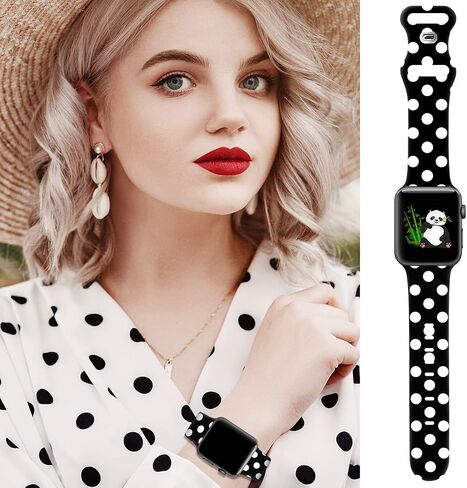 Sport Band Compatible for Apple Watch Bands 38mm 40mm 41mm for Lady Women Girls, Stylish Cute Bands, Soft Silicone Sport Replacement Strap Band for iWatch Series SE 8 7 6 5 4 3 2 1 in Saudi Arabia