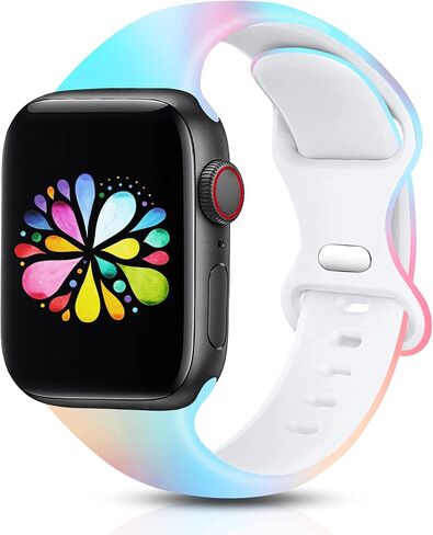 Sport Band Compatible for Apple Watch Bands 38mm 40mm 41mm for Lady Women Girls, Stylish Cute Bands, Soft Silicone Sport Replacement Strap Band for iWatch Series SE 8 7 6 5 4 3 2 1 in Saudi Arabia