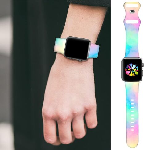 Sport Band Compatible for Apple Watch Bands 38mm 40mm 41mm for Lady Women Girls, Stylish Cute Bands, Soft Silicone Sport Replacement Strap Band for iWatch Series SE 8 7 6 5 4 3 2 1 in Saudi Arabia