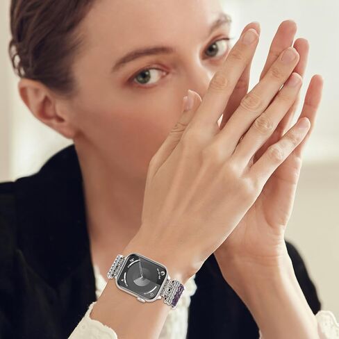 Boho Western Bracelet Compatible with Apple Watch Band 38/40/41/42/44/45/46/49mm Women,Handmade Natural Jasper Imperial Stone Elastic Vintage Solo Strap for iWatch Series 10 9 8 7 6 5 4 3 2 1 Ultra 2/SE in Saudi Arabia