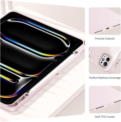 ProCase for iPad Pro 13 Inch 2024 M4 Case with Pencil Holder, Clear Back Tri-Angle Folio Stand Hard Shell Book Cover for iPad Pro 13" 7th Generation A2925 A2926 A3007 -Black in Saudi Arabia