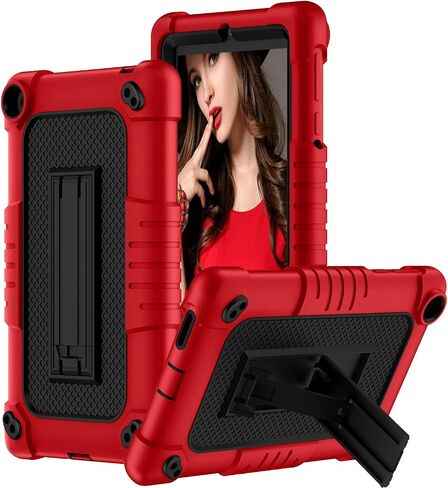 for Walmart Onn 7 Gen 3 2022 Model Tablet Case Shockproof Kids Friendly Rugged Hybrid Sturdy Armmor Case Built-in Kickstand for for Walmart Onn 7 7 inch Gen 3 Model 100071481 (Red+Black) in Saudi Arabia