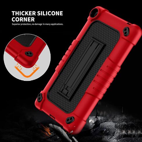 for Walmart Onn 7 Gen 3 2022 Model Tablet Case Shockproof Kids Friendly Rugged Hybrid Sturdy Armmor Case Built-in Kickstand for for Walmart Onn 7 7 inch Gen 3 Model 100071481 (Red+Black) in Saudi Arabia