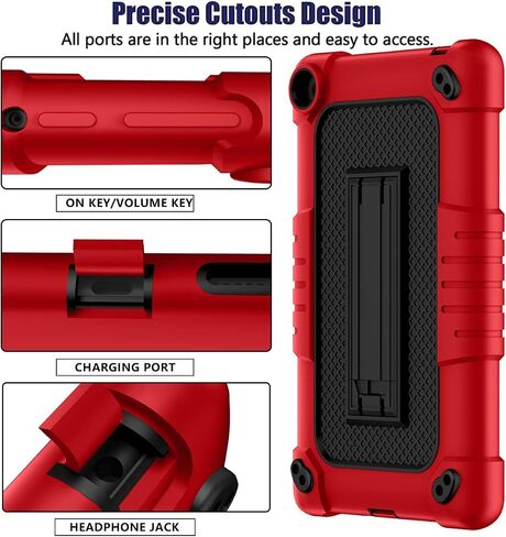 for Walmart Onn 7 Gen 3 2022 Model Tablet Case Shockproof Kids Friendly Rugged Hybrid Sturdy Armmor Case Built-in Kickstand for for Walmart Onn 7 7 inch Gen 3 Model 100071481 (Red+Black) in Saudi Arabia